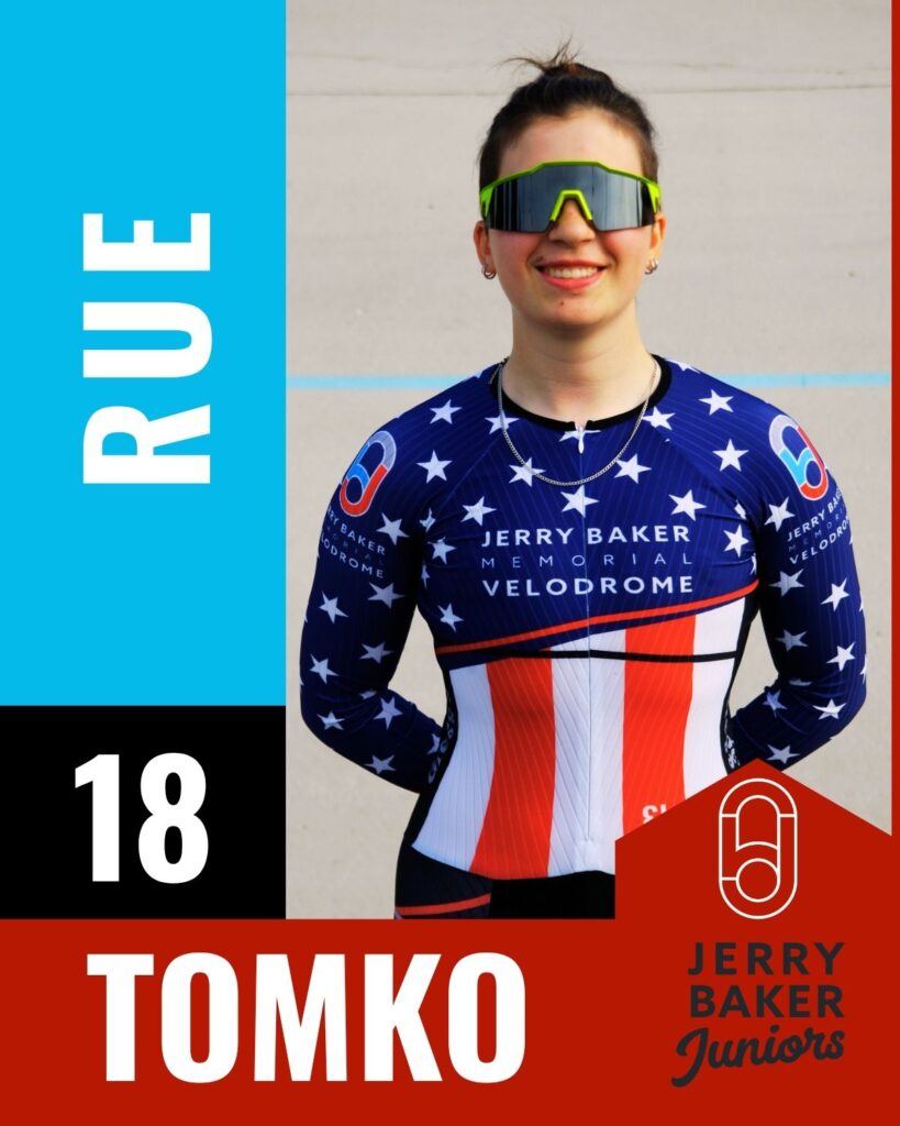 Rue Tomko in their 2026 national championship jersey from 2026 Junior Track National Championships